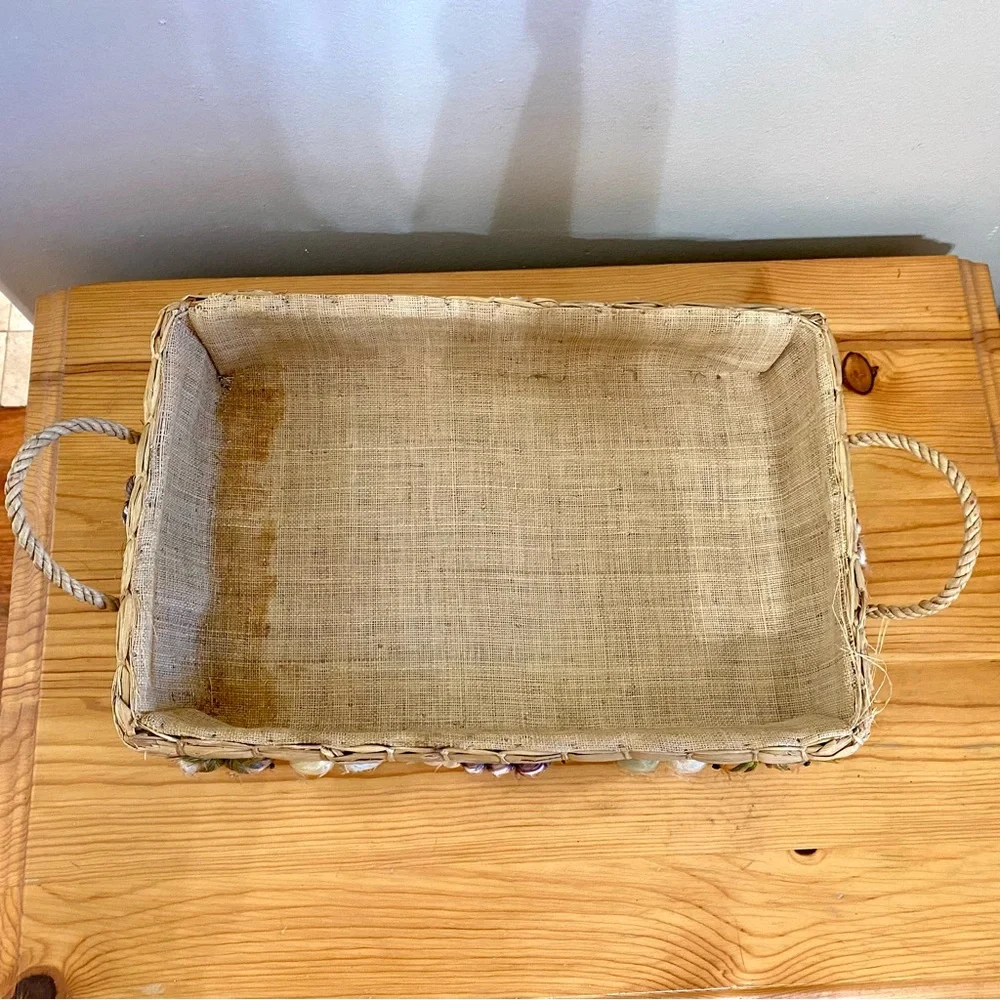 Vintage 50s - 70s Seagrass Basket Set 2 Fruit Fruits & Veggies Rectangle